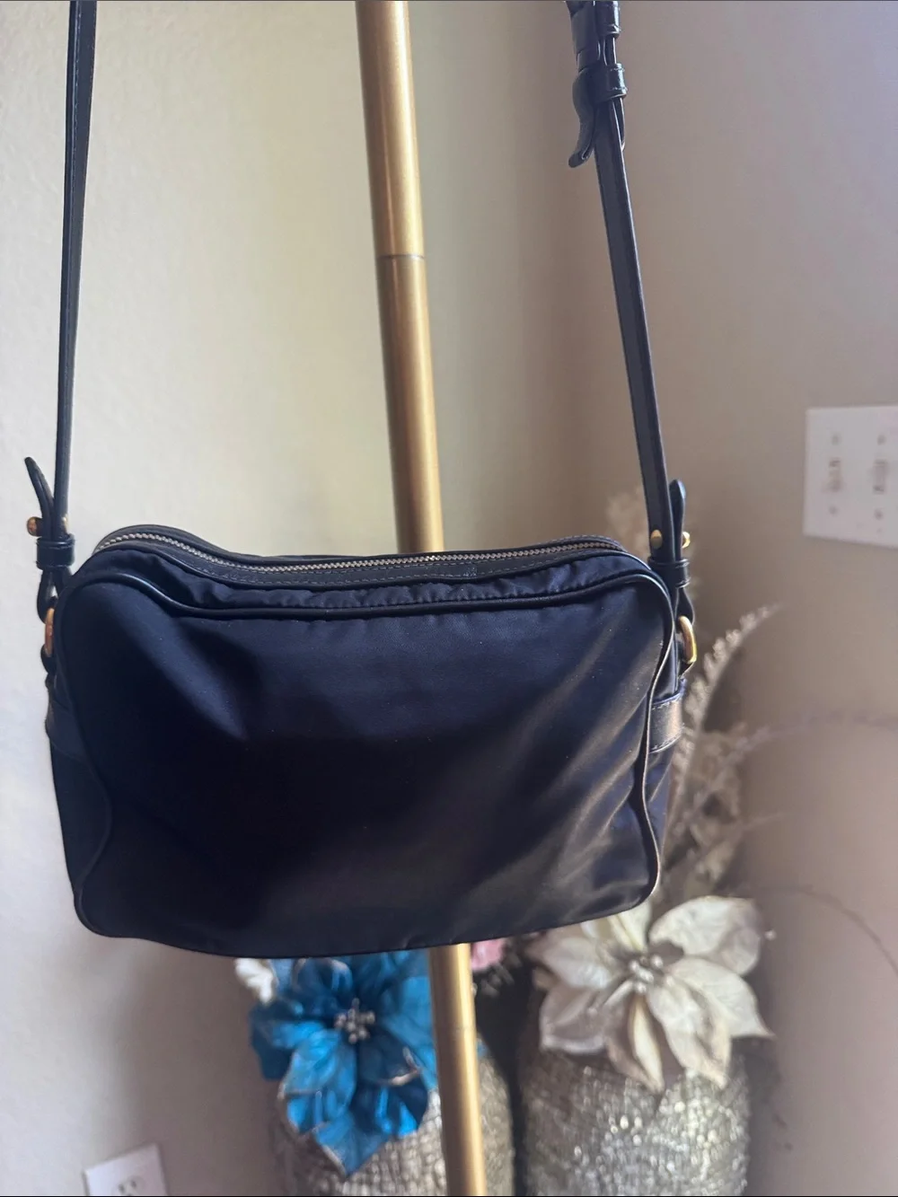 Prada Tessuto Black Nylon Crossbody with Gold Logo Hardware - Picture 3 of 15